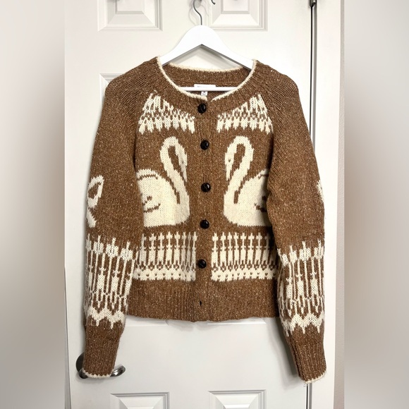 Blu Pepper Sweaters - Blu Pepper Swan Button Cardigan in Caramel NWOT